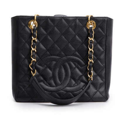 Chanel Black Caviar Quilted Petit Shopping Tote