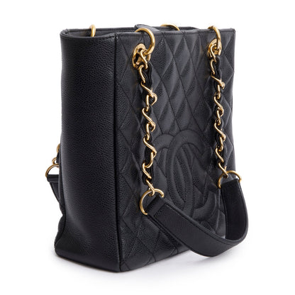 Chanel Black Caviar Quilted Petit Shopping Tote