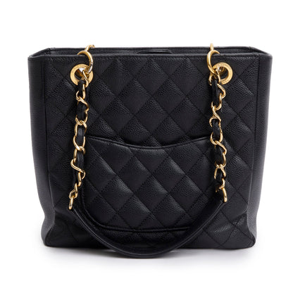 Chanel Black Caviar Quilted Petit Shopping Tote