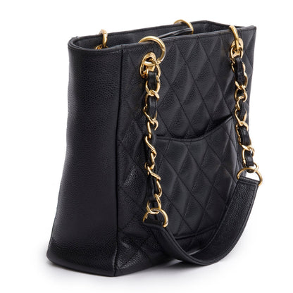 Chanel Black Caviar Quilted Petit Shopping Tote