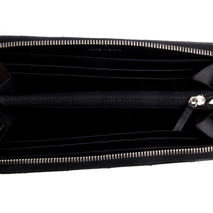 Chanel Black Patent Leather Calfskin Quilted Large Gusset Zip Around Wallet