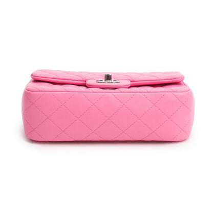 Chanel 2021 Pink Lambskin Quilted Mini Rectangular Flap Bag
