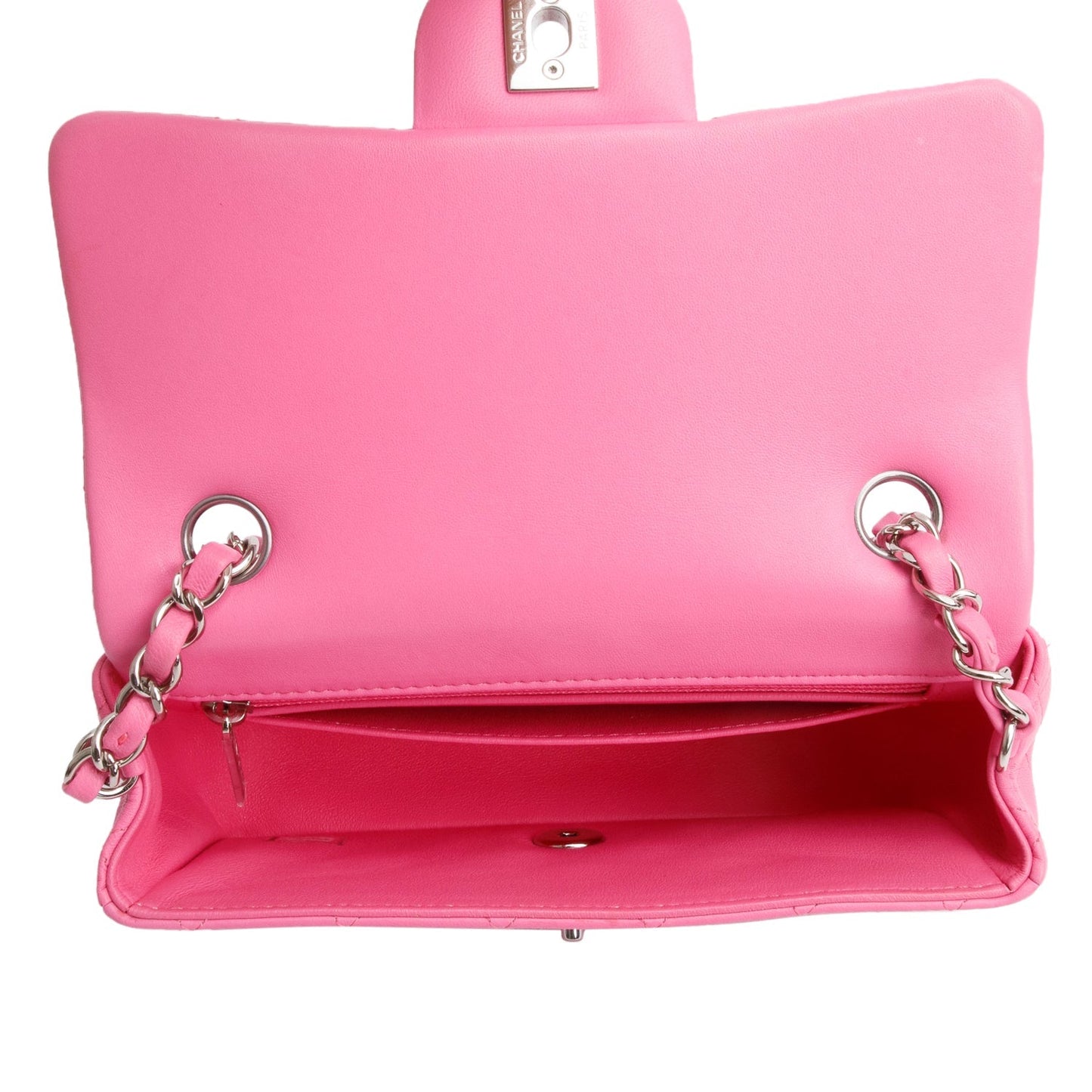 Chanel 2021 Pink Lambskin Quilted Mini Rectangular Flap Bag