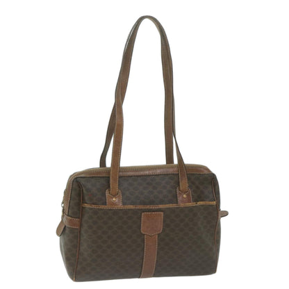 Luxury CELINE Macadam Canvas Shoulder Bag PVC Leather Brown  65957