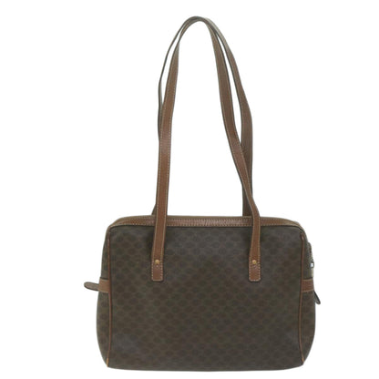 Luxury CELINE Macadam Canvas Shoulder Bag PVC Leather Brown  65957