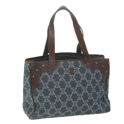 Luxury CELINE Paris Macadam Canvas Tote Bag Blue  65961