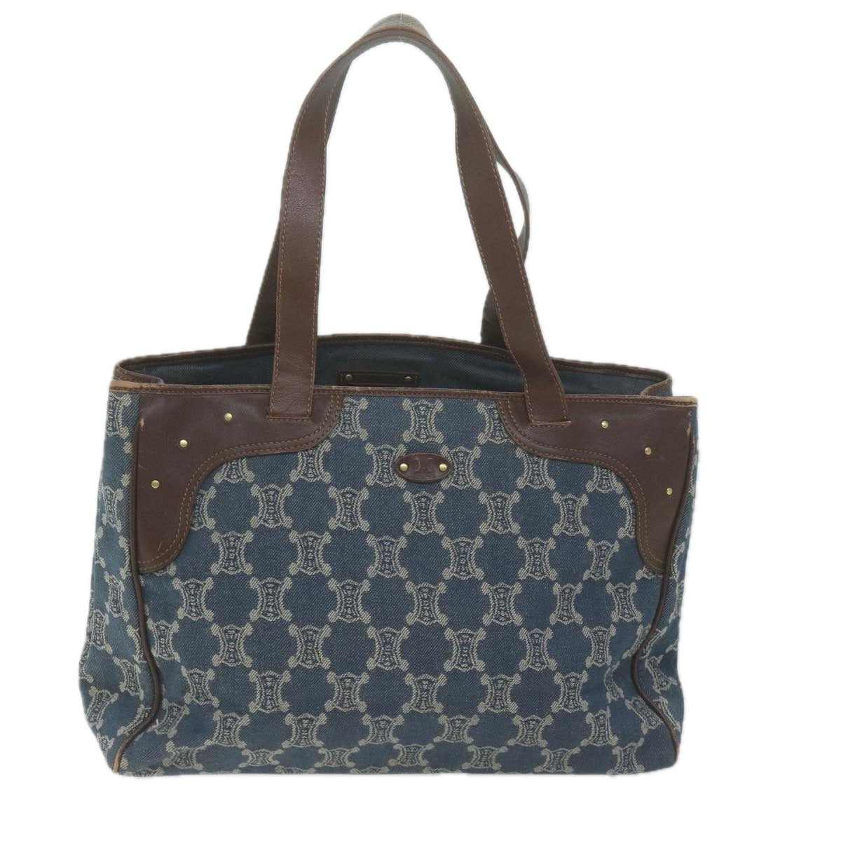 Luxury CELINE Paris Macadam Canvas Tote Bag Blue  65961