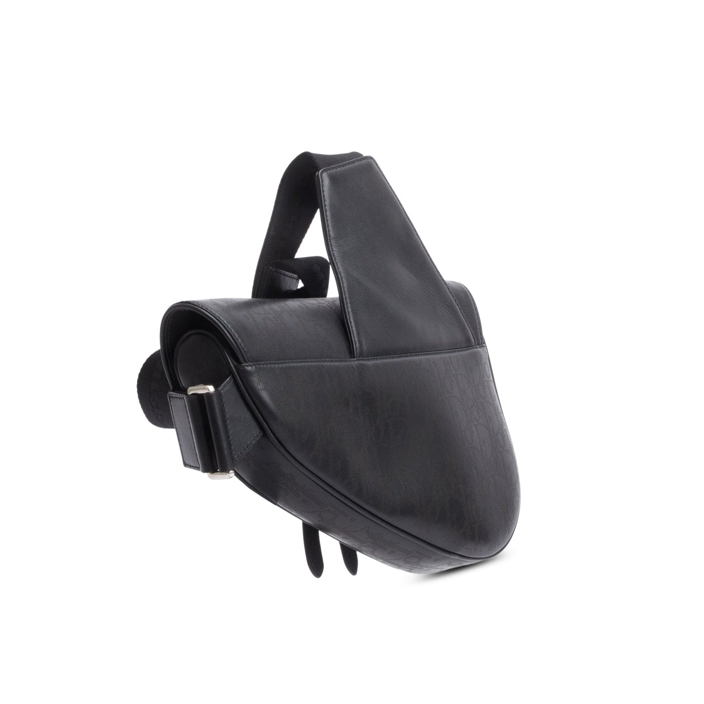 Christian Dior 2021 Black Oblique Galaxy Perforated Leather Saddle Bag