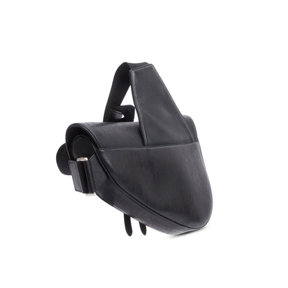 Christian Dior 2021 Black Oblique Galaxy Perforated Leather Saddle Bag