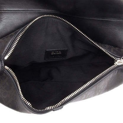 Christian Dior 2021 Black Oblique Galaxy Perforated Leather Saddle Bag
