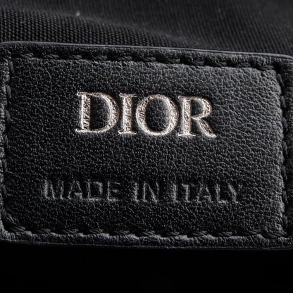 Christian Dior 2021 Black Oblique Galaxy Perforated Leather Saddle Bag