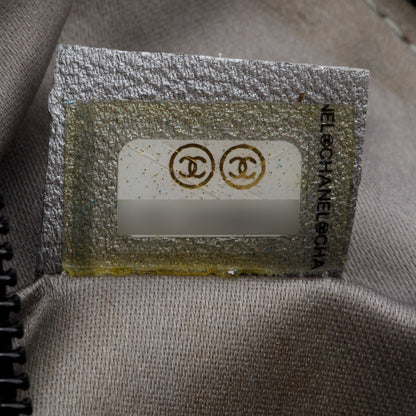 Chanel Black Lambskin Camellia Embossed Cosmetic Case