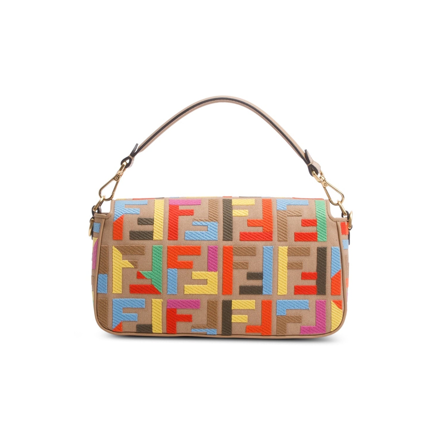 Fendi Multicolor Canvas Vitello King FF Embroidered Baguette