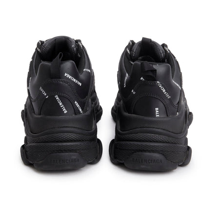 Balenciaga Black Allover Logo Triple S Sneaker, Men's Size 42
