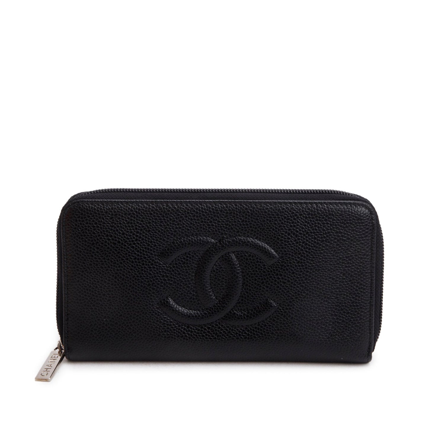 Chanel Black Caviar Timeless CC Zip Around Wallet