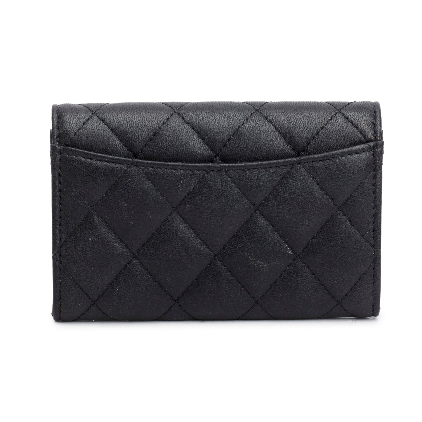 Chanel Black Lambskin Quilted Flap Card Holder