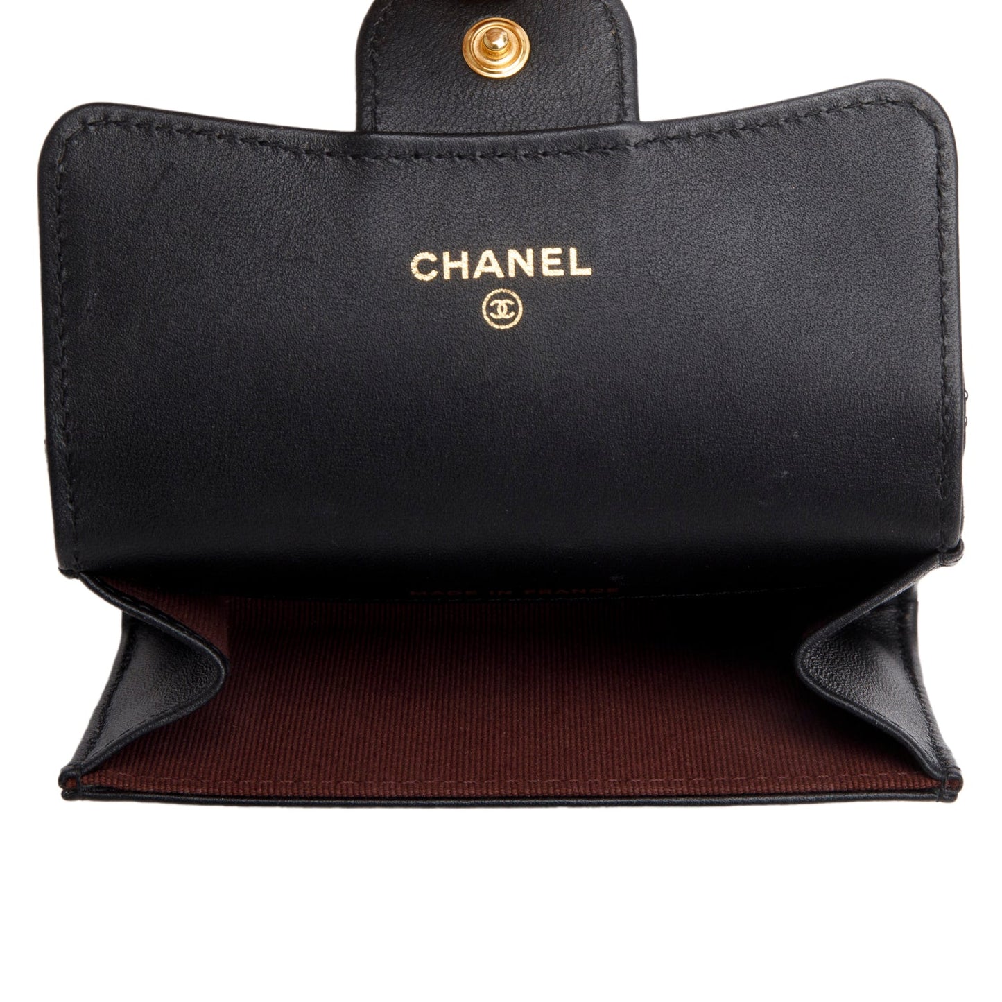 Chanel Black Lambskin Quilted Flap Card Holder