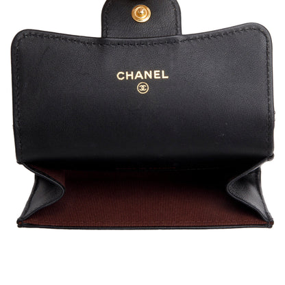 Chanel Black Lambskin Quilted Flap Card Holder