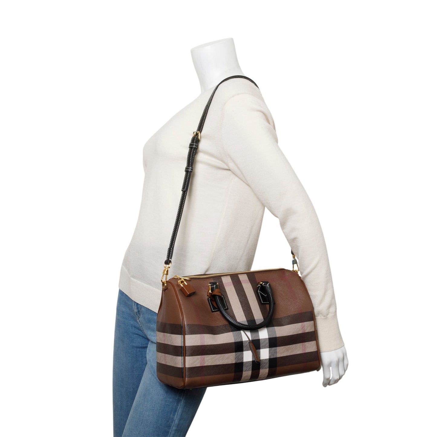 Burberry Brown Medium Check Bowling Bag