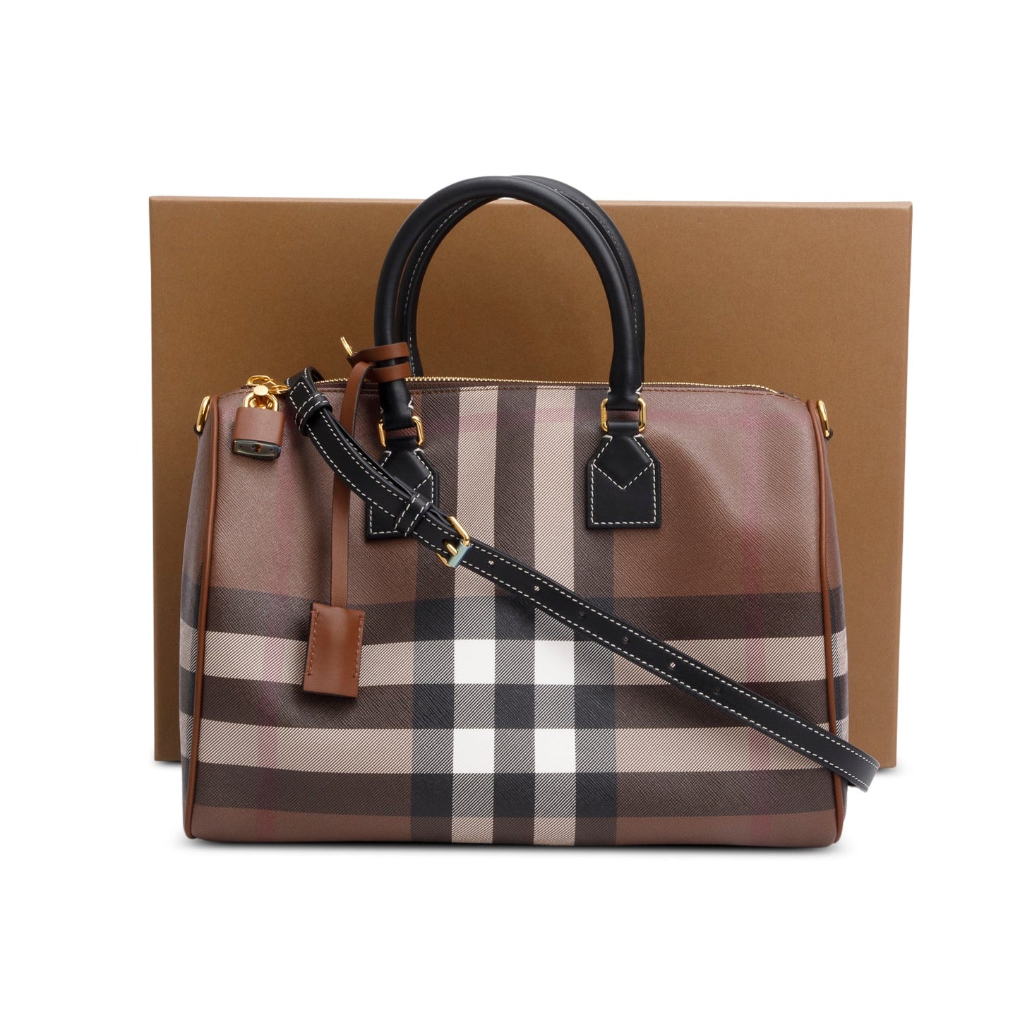 Burberry Brown Medium Check Bowling Bag
