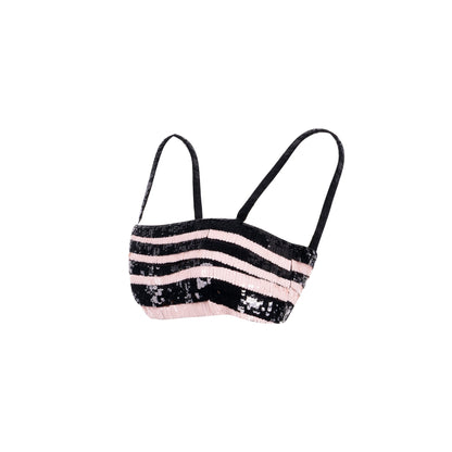 Chanel size 36 21C Sequins/Silk mini top black / pink