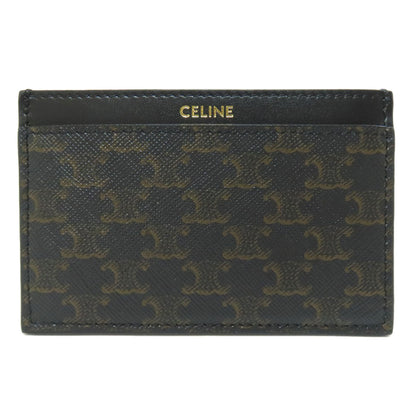CELINE Card Case leather black Triomphe Women(Unisex)