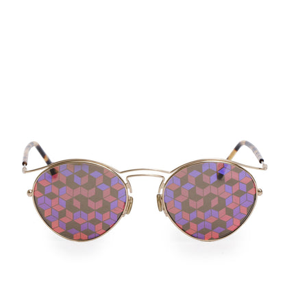 Christian Dior ORIGINS1 Gold Tone Marqueterie Print Sunglasses