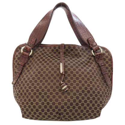 CELINE Tote Bag Nylon, Leather Brown Macadam Pattern Women