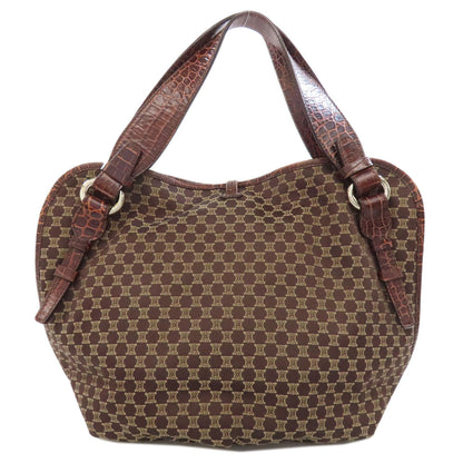 CELINE Tote Bag Nylon, Leather Brown Macadam Pattern Women