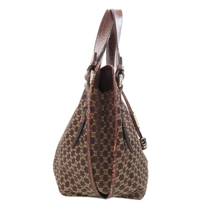 CELINE Tote Bag Nylon, Leather Brown Macadam Pattern Women