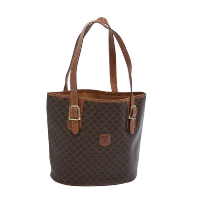 Luxury CELINE Macadam Canvas Shoulder Bag PVC Leather Brown  66029