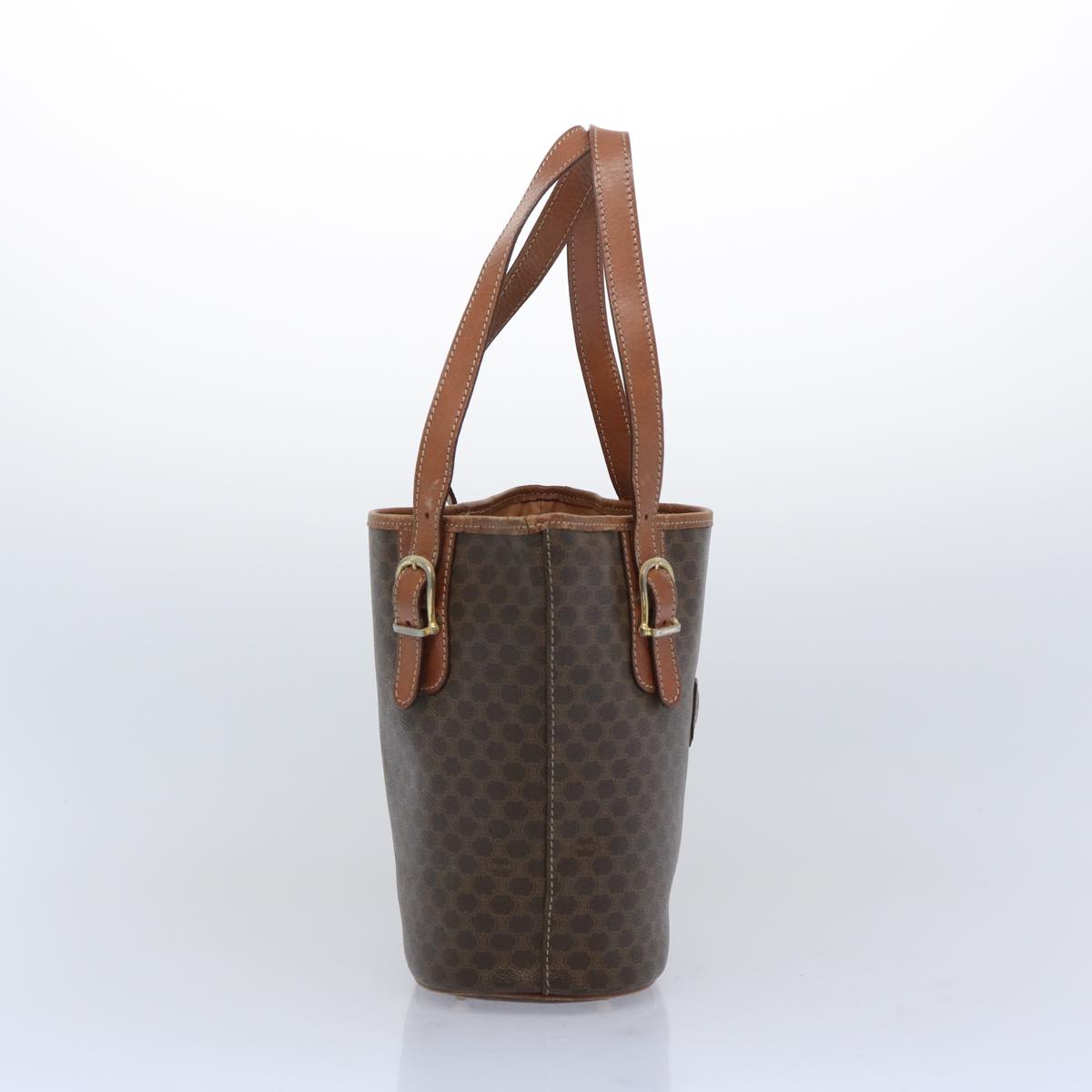 Luxury CELINE Macadam Canvas Shoulder Bag PVC Leather Brown  66029