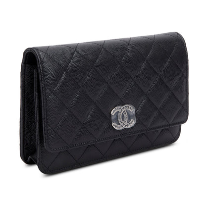 Chanel 2024 Black Quilted Caviar Leather Coco Chanel CC Wallet on Chain