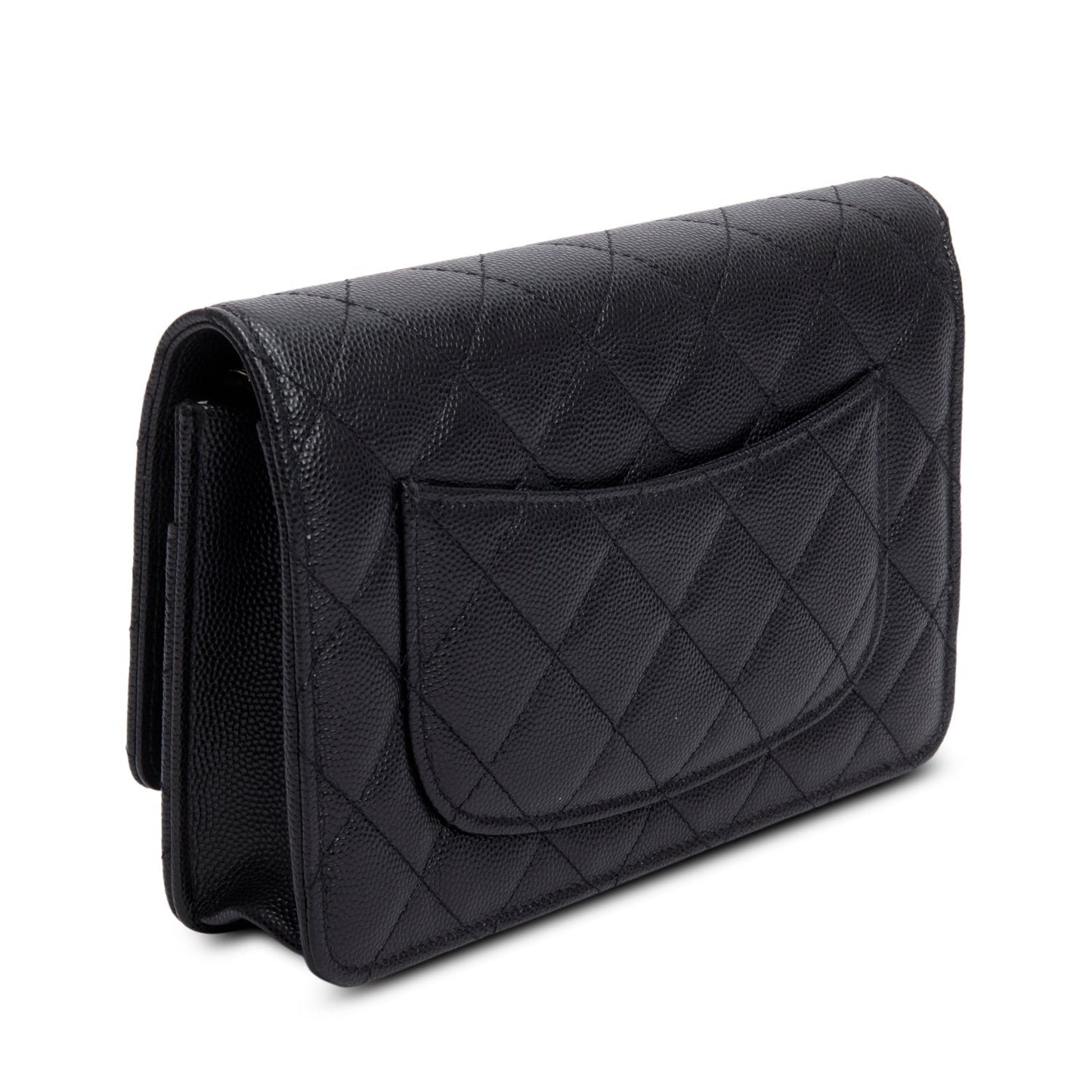 Chanel 2024 Black Quilted Caviar Leather Coco Chanel CC Wallet on Chain