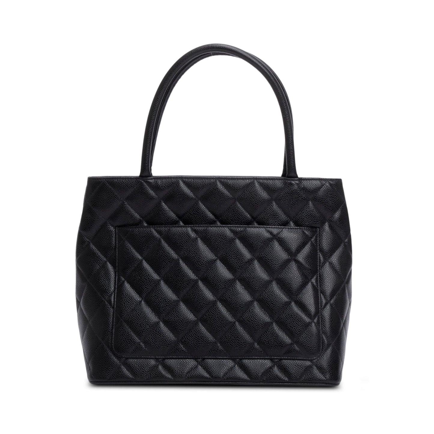 Chanel Vintage Black Caviar Leather Medallion Tote