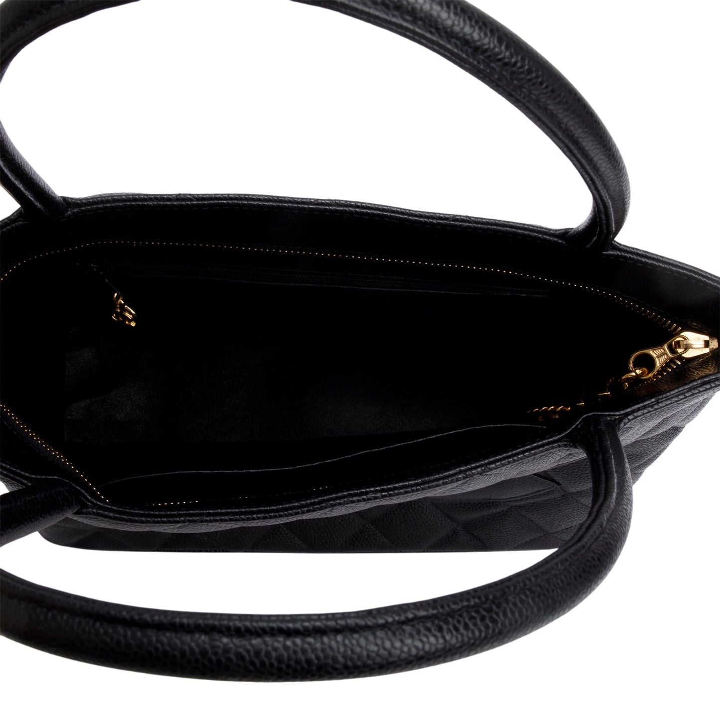 Chanel Vintage Black Caviar Leather Medallion Tote