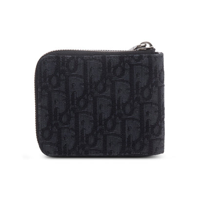 Christian Dior 2022 Black Oblique Zipped Coin Purse Wallet