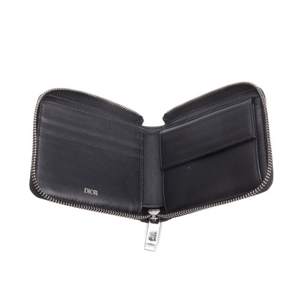 Christian Dior 2022 Black Oblique Zipped Coin Purse Wallet
