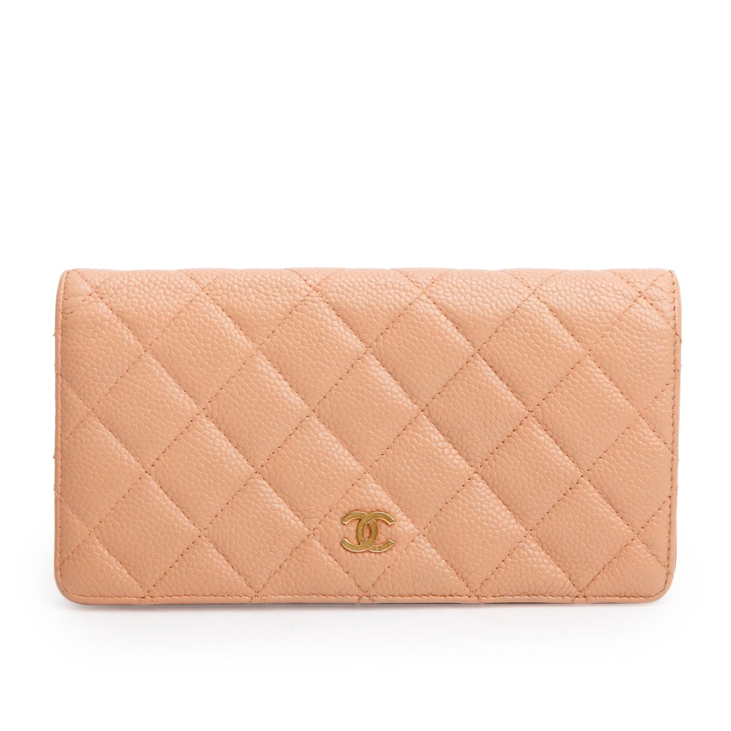 Chanel Orange Caviar Quilted Yen Wallet