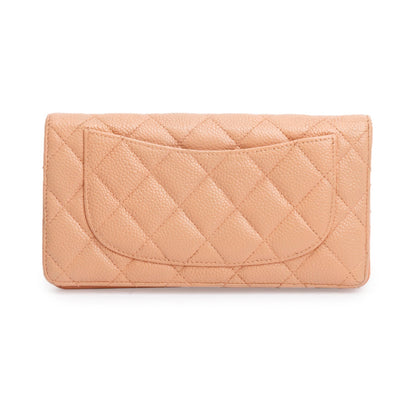 Chanel Orange Caviar Quilted Yen Wallet