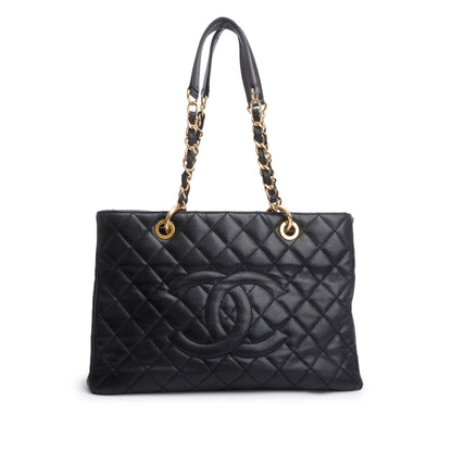 Chanel Black Caviar Quilted Grand Shopping Tote