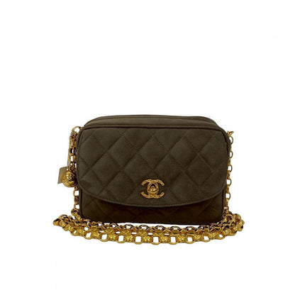 CHANEL Shoulder Bag Suede Brown Matrasse