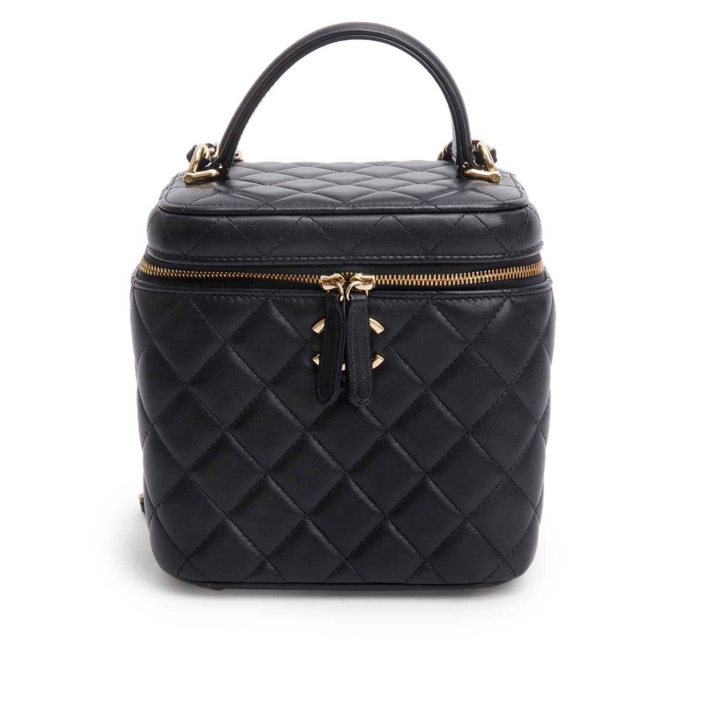Chanel Black Caviar Quilted Small Top Handle Vanity Case