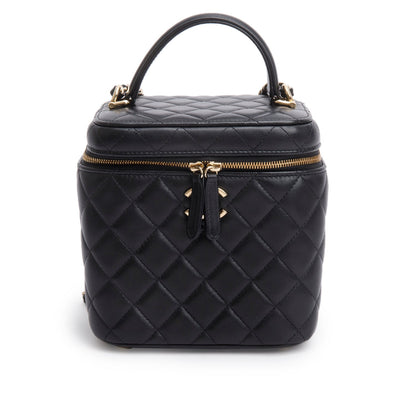 Chanel Black Caviar Quilted Small Top Handle Vanity Case
