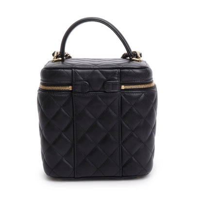 Chanel Black Caviar Quilted Small Top Handle Vanity Case