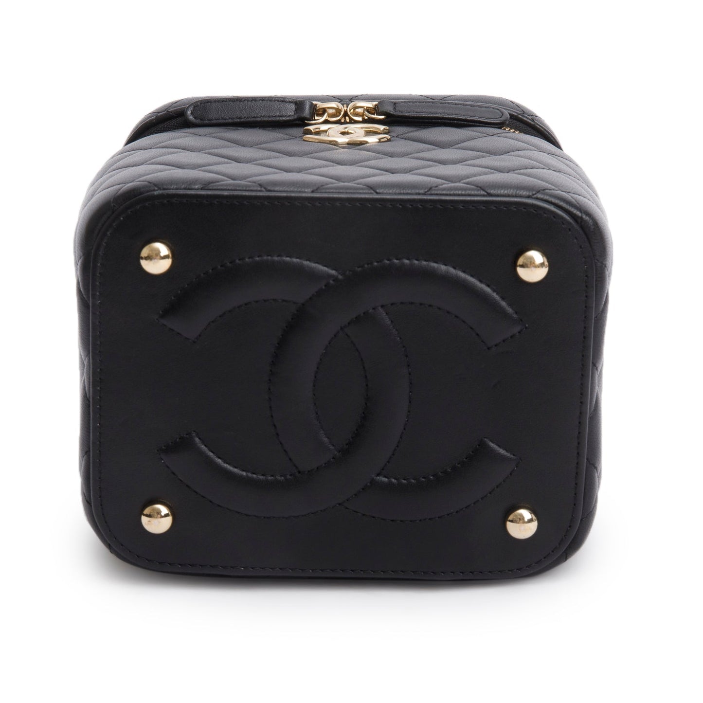 Chanel Black Caviar Quilted Small Top Handle Vanity Case