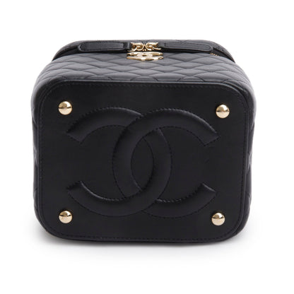 Chanel Black Caviar Quilted Small Top Handle Vanity Case