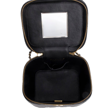 Chanel Black Caviar Quilted Small Top Handle Vanity Case