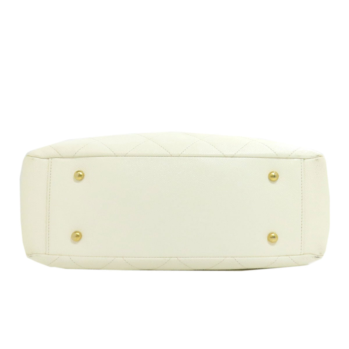 CHANEL Tote Bag Grained Calfskin Skin white Chain Tote Gold Metal 2WAY