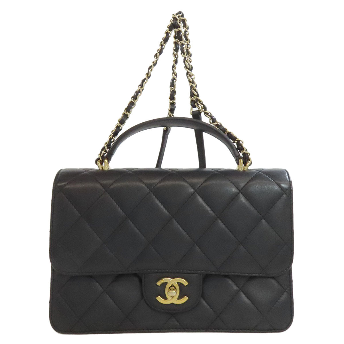 CHANEL Handbag lambskin black Matelasse Gold Metal 2WAY Women
